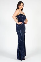 Ariel Strappy High Slit Sequin Gown