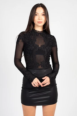 Floriana Embroidered Allure Mesh Bodysuit