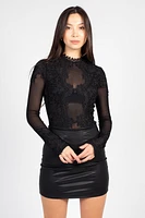 Floriana Embroidered Allure Mesh Bodysuit