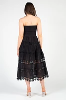 Mia Strapless Eyelet Midi Dress