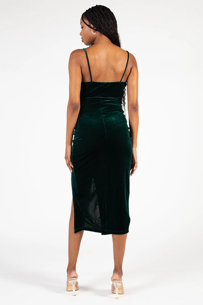 Maya Tulip Bottom Velvet Midi Dress