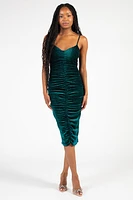 Starlett Ruched Velvet Shimmer Midi Dress