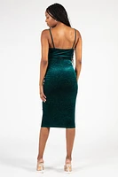 Starlett Ruched Velvet Shimmer Midi Dress
