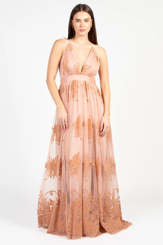 Brianna Floral Tulle Maxi Dress