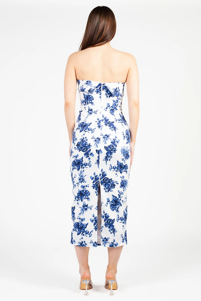 Alina Floral Bodycon Midi Dress