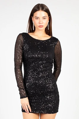 Celine Backless Sequin Mini Dress