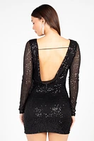 Celine Backless Sequin Mini Dress