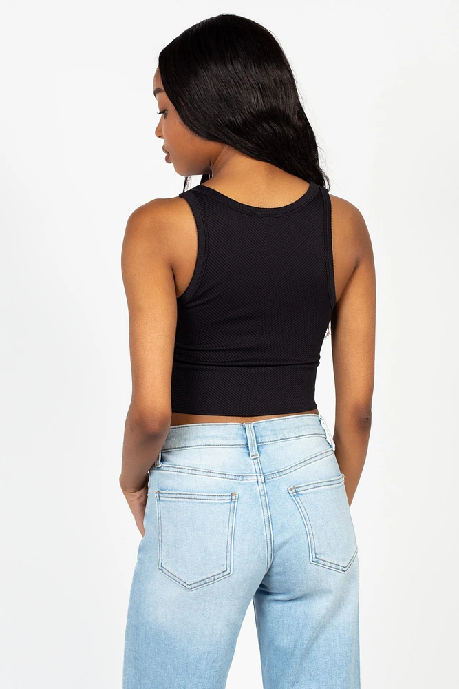 Nikibiki Crewneck Chevron Crop Top