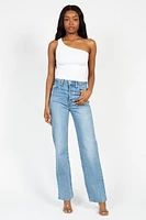 Nikibiki Ribbed One Shoulder Crop Top