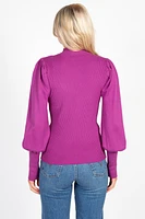 Kayla Ribbed Knit Puff Sleeve Sweater