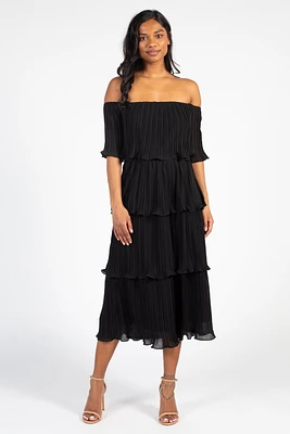 Magnolia Off-the-Shoulder Ruffle Midi Dress