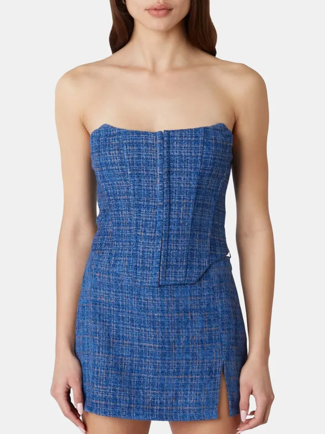 Alice + Olivia Breslin Pinstripe Boned Corset Top - Black Pinstripe