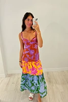 Tropical Swing Mix Midi Dress