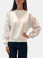 Embroidered Cotton Paisley Pullover