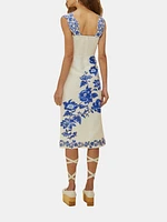 Cascade Wavy Sleeveless Midi Dress