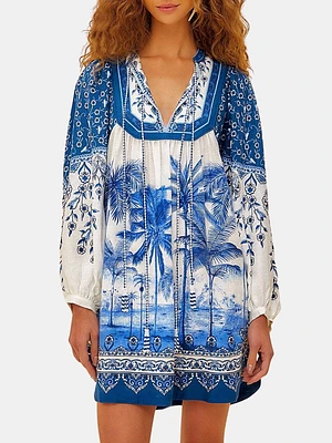 Palm Tree Beach Mini Dress