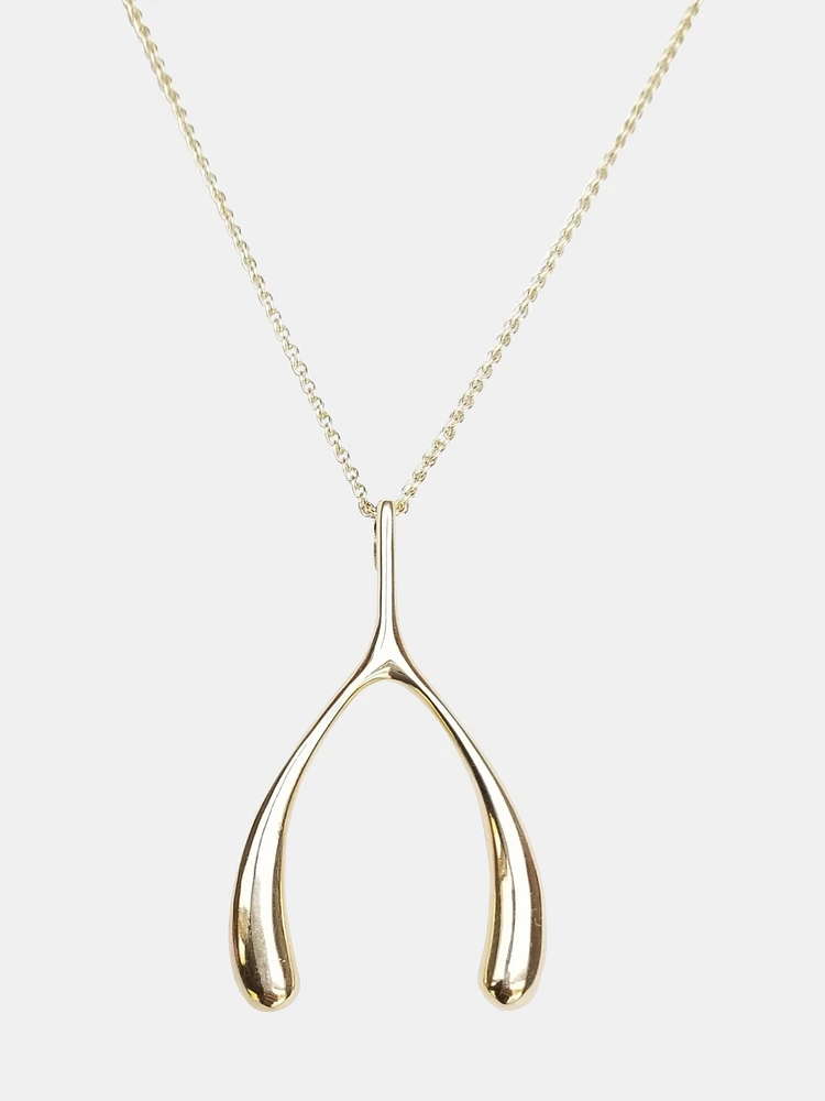 Lucky Gold Wishbone Necklace