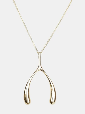 Lucky Gold Wishbone Necklace