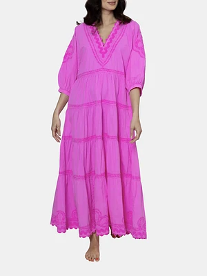 Poplin V-neck Maxi Dress
