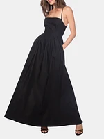 Poplin Lace Up Maxi Dress