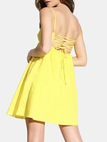 Poplin Lace Up Dress