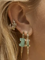 Alligator Green Amethyst Bite Earring