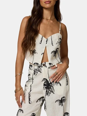 Linen Split Crop Cami