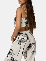 Linen Split Crop Cami