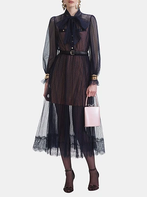 Dot Mesh Midi Dress