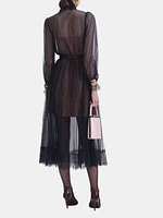 Dot Mesh Midi Dress