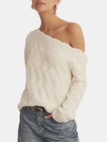 Cashmere Cable Off the Shoulder Top