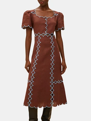 Brown Short Sleeve Maxi Dress