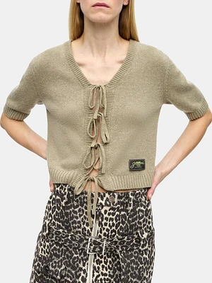 Wool Mix Short Sleeve Cardigan