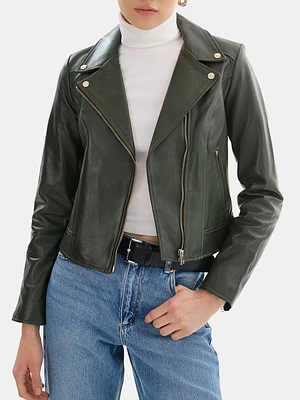 Kelsey Gold Leather Bike Jacket