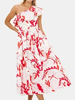 One Shoulder Ruffle Maxi