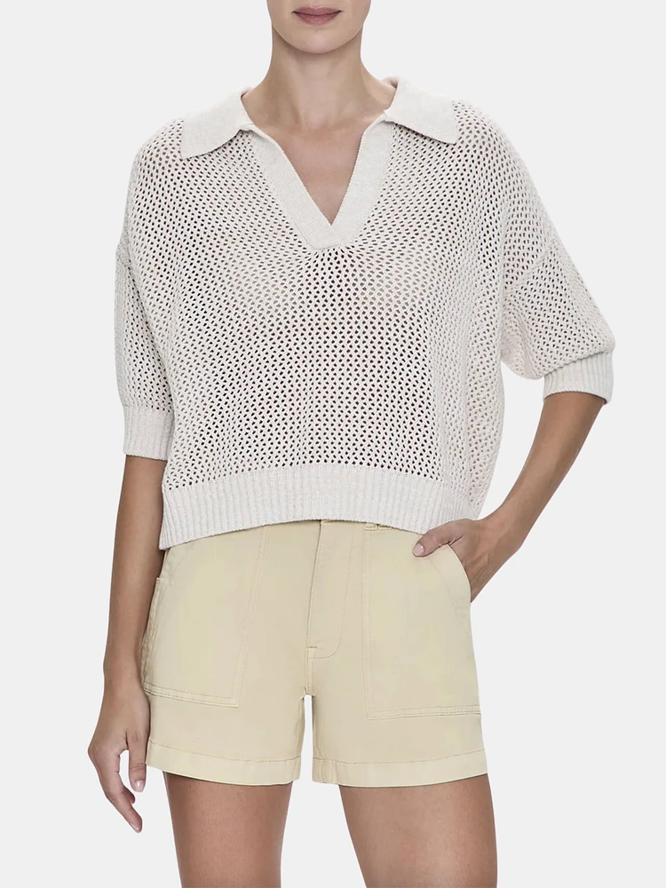 Emma Open Knit Polo Shirt