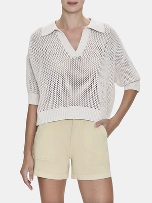 Emma Open Knit Polo Shirt