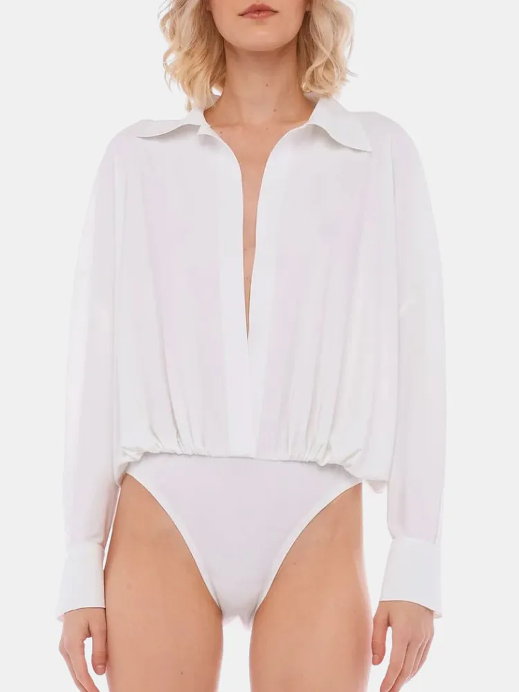 Super Oversized Boyfriend Shirt Bodysuit