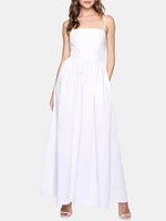 Poplin Lace Up Maxi Dress