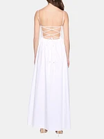 Poplin Lace Up Maxi Dress