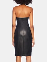 Faux Leather Tube Slit Dress