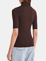 Ribbed Half Sleeve Turtleneck