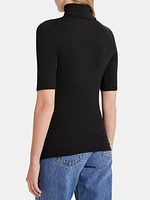 Ribbed Half Sleeve Turtleneck