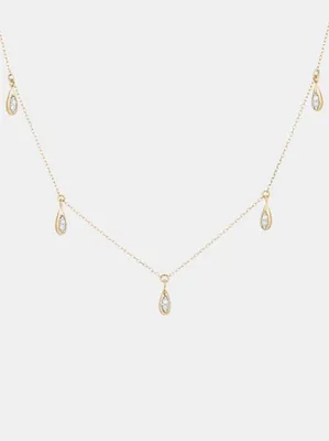 Pave Water Drop Chain Necklace Y14