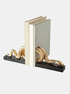 Snake Gold Bookends - pair