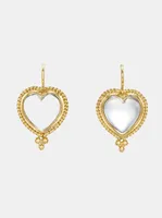 18k Braided Heart Earrings w/ Heart Rock Crystal