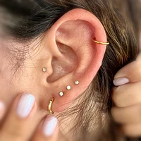 Pair of 925 Sterling Silver Dainty Beaded Patterned Minimal Hoop Earrings