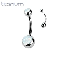 Implant Grade Titanium Opal Internally Threaded Belly Ring