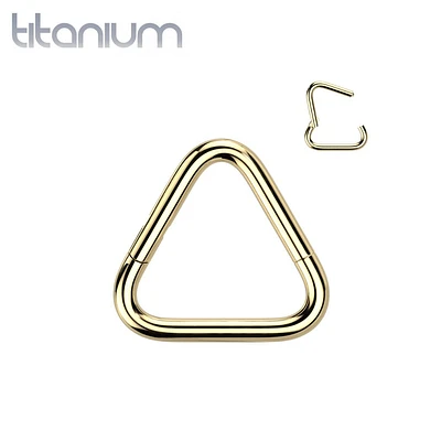 Implant Grade Titanium Gold PVD Triangle Hinged Clicker Hoop