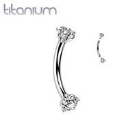 Implant Grade Titanium White CZ Star Shaped Internally Threaded Curved Barbell